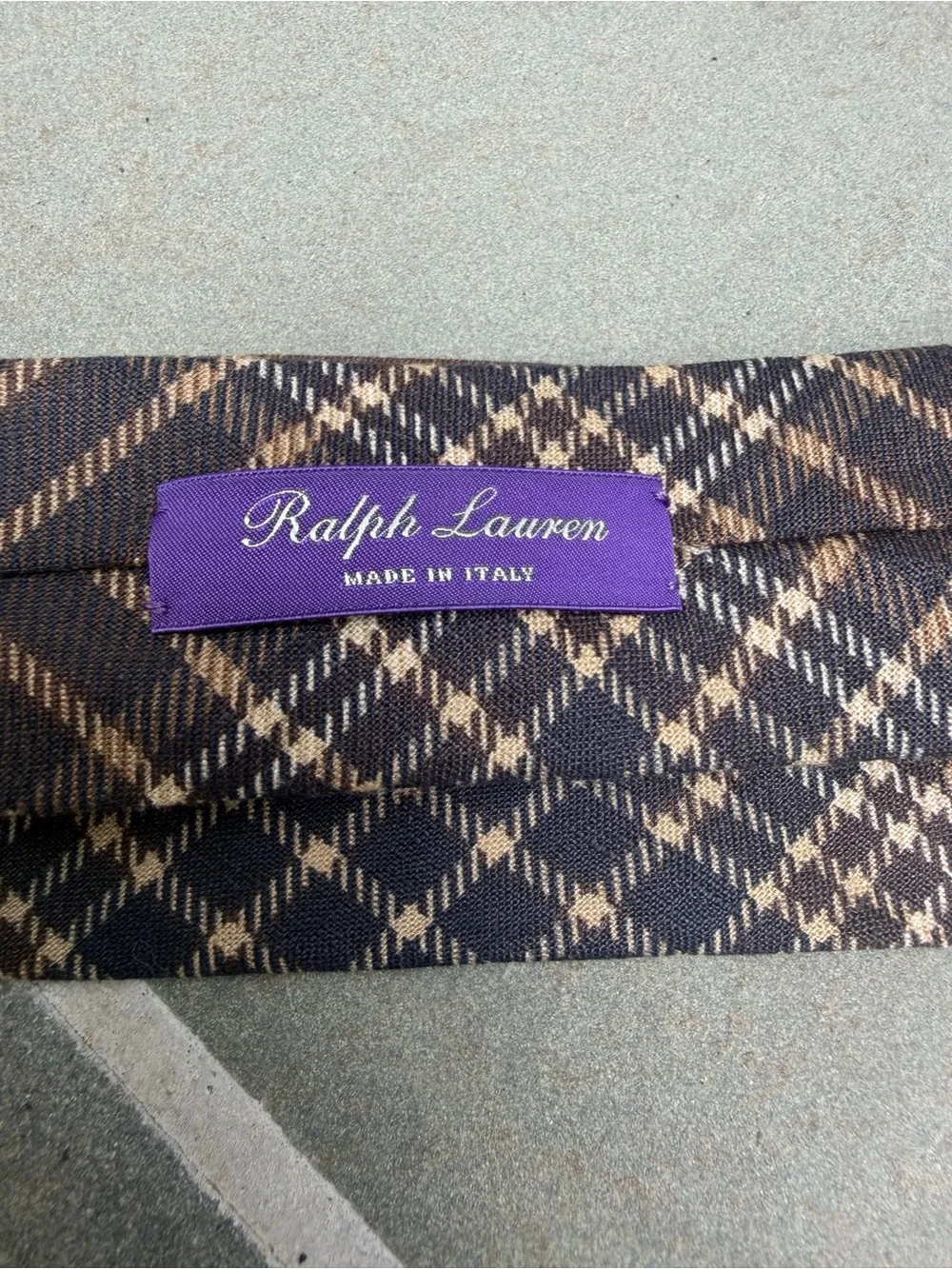 Ralph Lauren Purple Label 100% linen Tie Made in Italy Brown Black Tan
